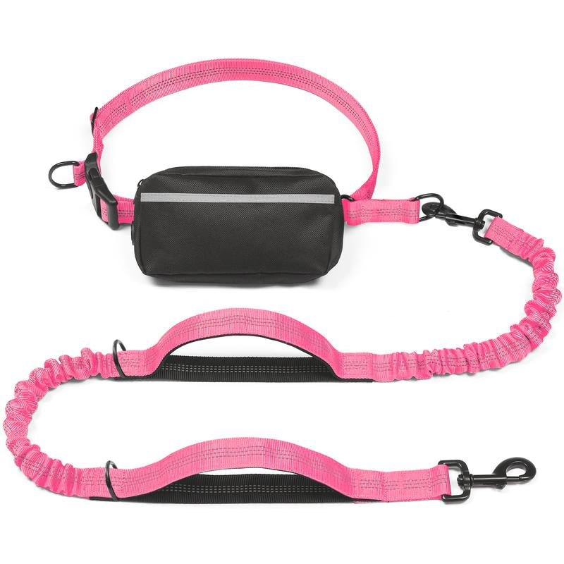 Ultimate Hands-Free Dog Leash with Zipper Pouch - Enjoy Comfortable Walks, Jogging, and Running with Dual Padded Handles and Durable Bungee