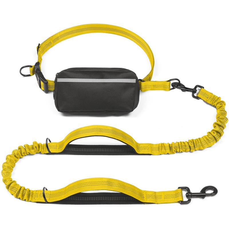 Ultimate Hands-Free Dog Leash with Zipper Pouch - Enjoy Comfortable Walks, Jogging, and Running with Dual Padded Handles and Durable Bungee