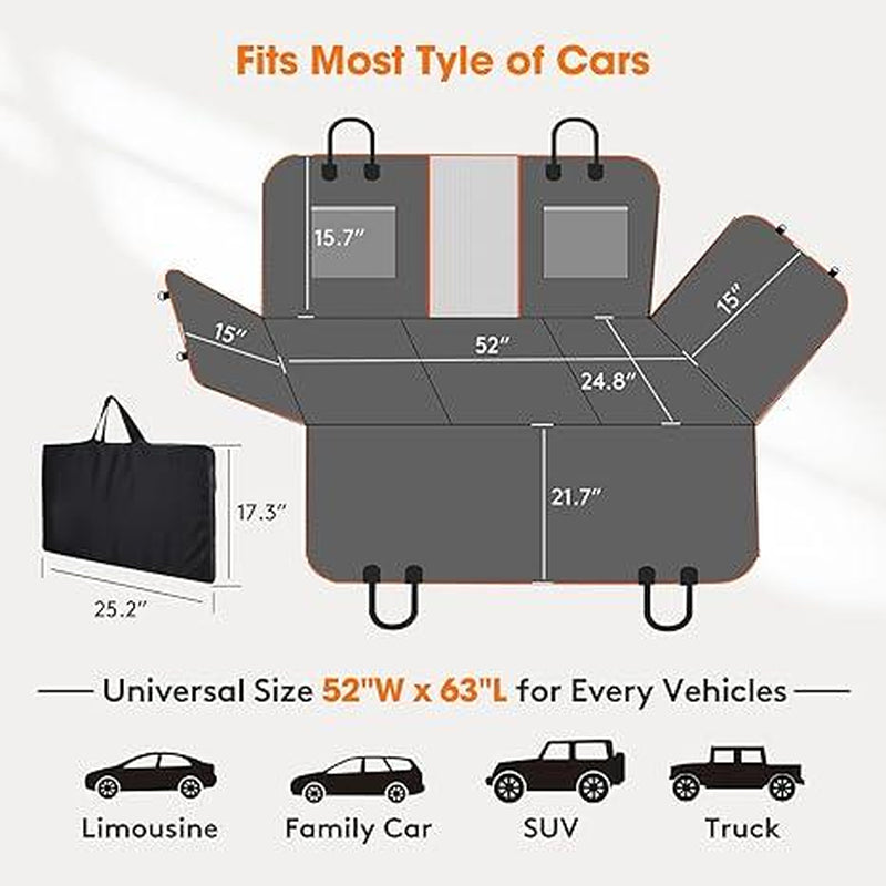 MIXJOY Heavy Duty Dog Car Seat Cover & Back Seat Extender - The Ultimate Travel Hammock for Dogs, Perfect for SUVs and Trucks - A Must-Have for Outdoor Adventures and the Ideal Father's Day Gift!