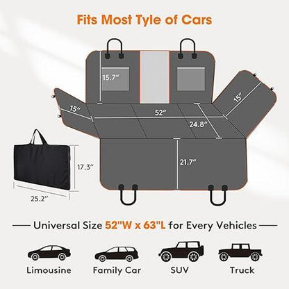 MIXJOY Heavy Duty Dog Car Seat Cover & Back Seat Extender - The Ultimate Travel Hammock for Dogs, Perfect for SUVs and Trucks - A Must-Have for Outdoor Adventures and the Ideal Father's Day Gift!